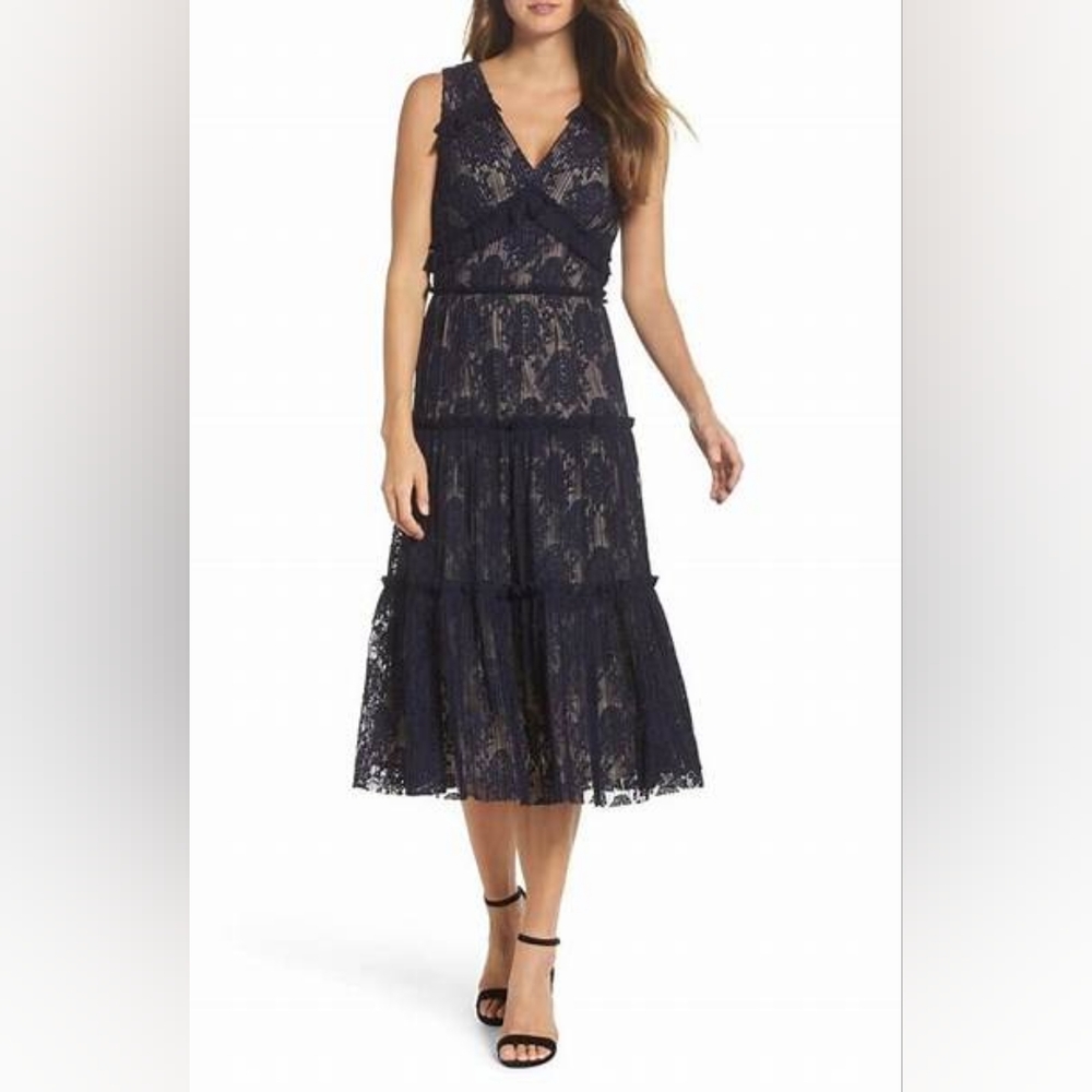 NWT, Maggy London Petite Pleated Lace Dress